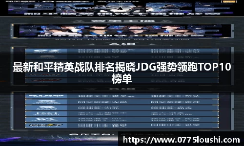 最新和平精英战队排名揭晓JDG强势领跑TOP10榜单