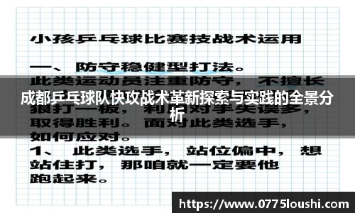 成都乒乓球队快攻战术革新探索与实践的全景分析