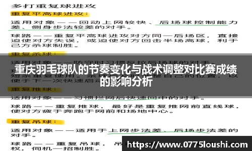 重庆羽毛球队的节奏变化与战术调整对比赛成绩的影响分析